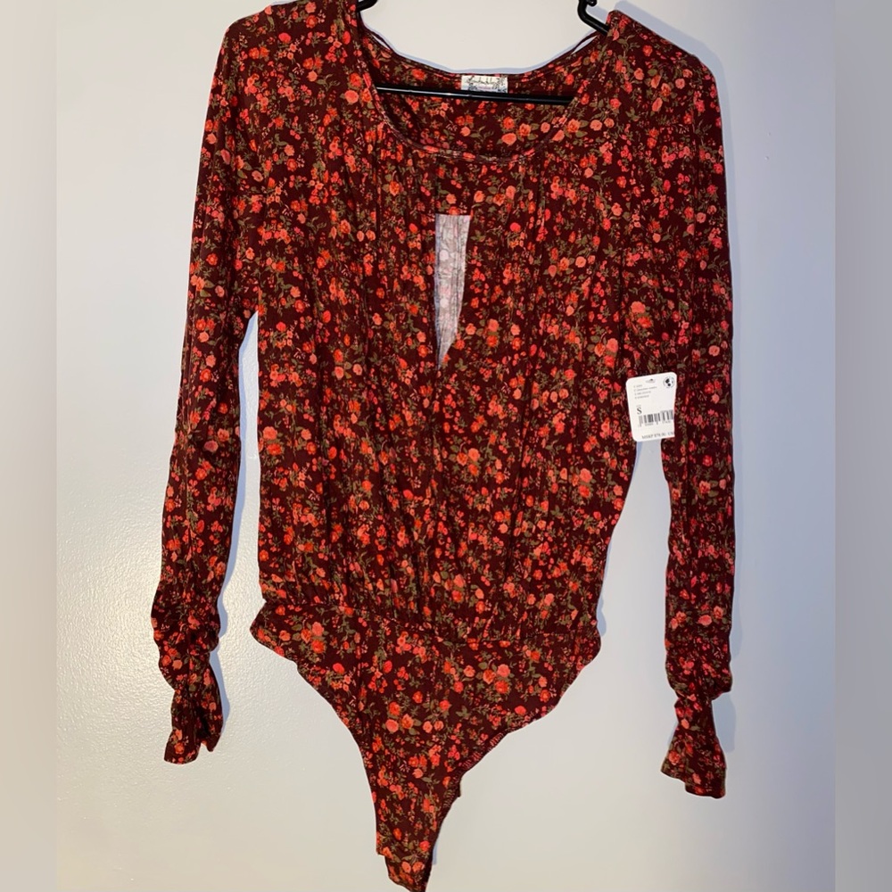 Kaya Printed Keyhole Bodysuit FREE PEOPLE size small
